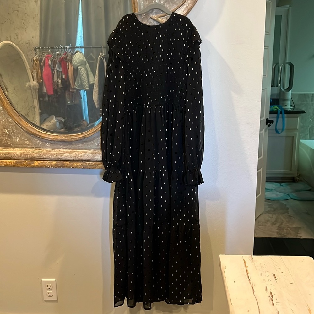 August Sky black sheer sleeve dress